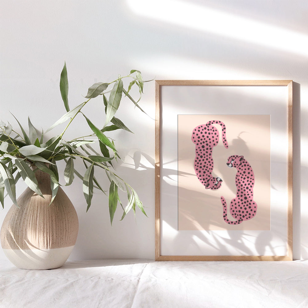 Cheetah Print Wall Decor - Cheetah Wall Art - Aesthetic Room Decor - Minimalist Mid-century Modern Wall Art & Decor - Leopard Home Decor - Pink Teens Little Girls Women Bedroom Decor UNFRAMED 8X10