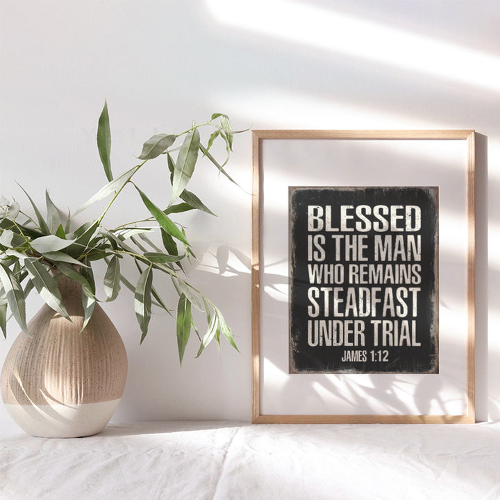 Christian Gifts for Men - Blessed Wall Decor - Masculine Christianity - Religious Gifts for Men - Bible Verse Wall Art - Scripture Wall Art - Inspirational God Wall Decor - Catholic Gifts for Men