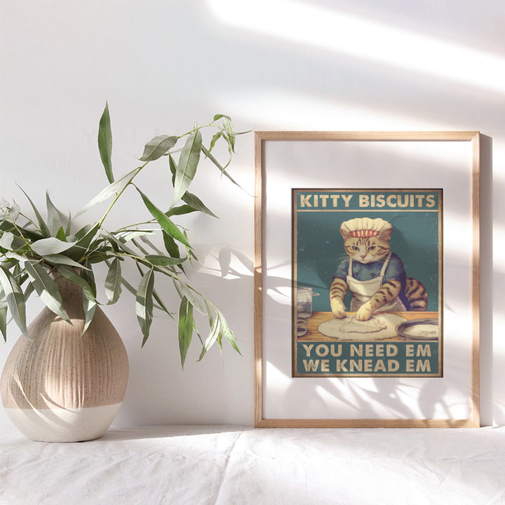 funny Cat Stuff Kitchen Decor - Cute Cat Cafe Wall Art - Silly Wall Decor for Dining room, Farmhouse, Apartment, Cat Mom, Kitty Lover - funny Sayings Kitchen Accessories, Restaurant Decorations