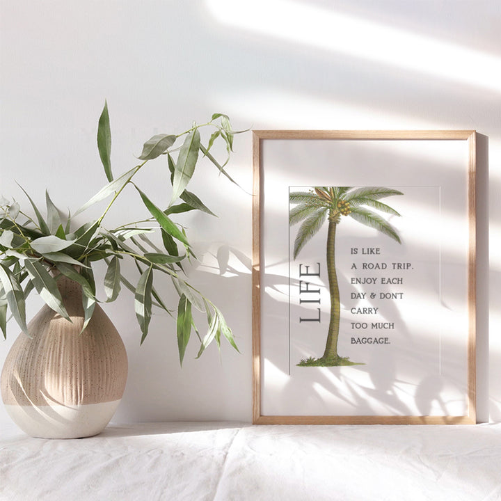 Life Quotes Wall Decor - Inspirational Wall Art, Home Decor - Positive Quotes Room Decoration - Tropical Wall Decor - Palm Tree Wall Art - Poster Print for Bedroom - Uplifting Gifts for Women