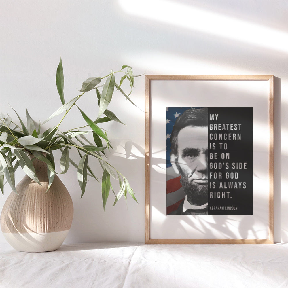 Abe Lincoln - Abraham Lincoln Poster, 8x10 - American Flag Wall Decor - Patriotic Decor - Religious Wall Decor - God Wall Decor - Christian Wall Art - USA Flag Wall Art - Positive Inspirational Quotes