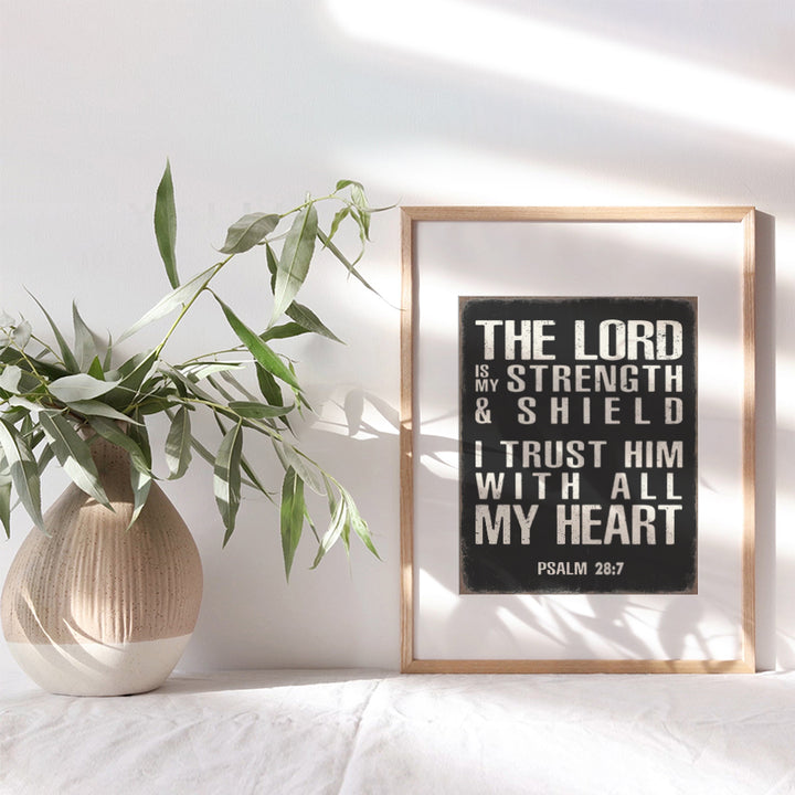 Religious Christian Gifts for Men - Catholic Decor Wall Art - Man Cave, Home Office, Boys Bedroom - Holy Scripture Bible Verses - Inspirational Positive Spiritual Quotes - Motivational God Sayings