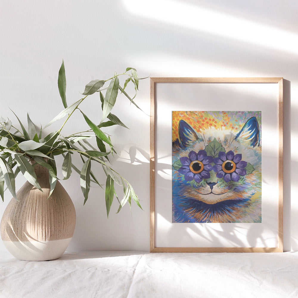 Cat Wall Decor - Cat Wall Art - Tabby Cat - Louis Wain Vintage Cat Print - Cute Cat - Boho Room Decoration for Girls Bedroom - Funny Cat Lover Gifts for Women - Kitty, Kitten, Pussycat Picture