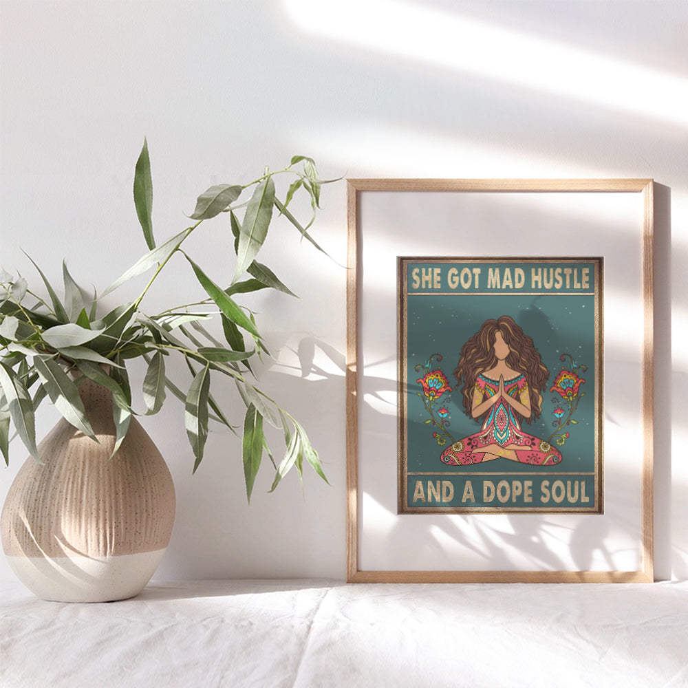 She Got Mad Hustle and a Dope Soul Picture - Dope Posters - Mad Hustle Dope Soul - Room Decor for Teen Girls - Boho Wall Decor - Positive Gifts for Women - Inspirational Quotes - Meditation Decor