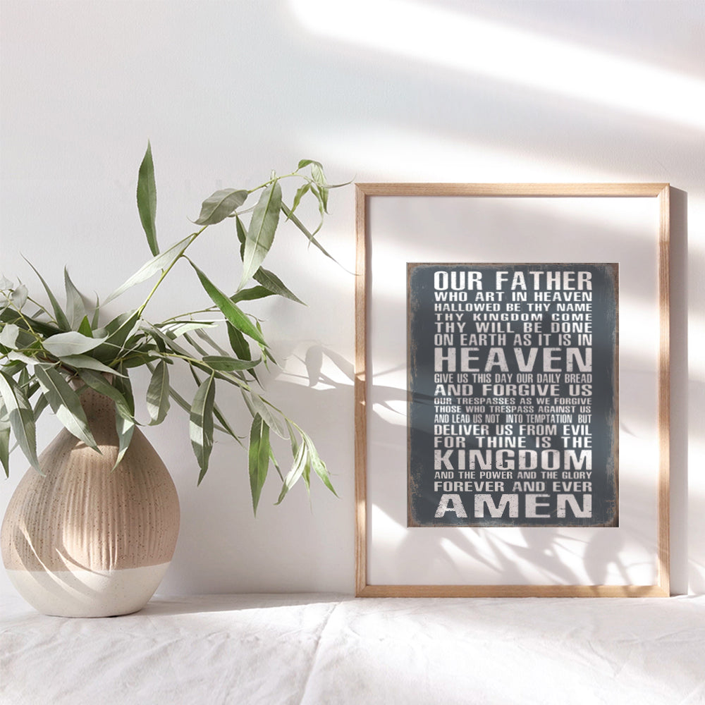 The Lords Prayer Wall Art - Religious Gifts for Men, Guys - Christian Gifts for Men, Boys - Spiritual Catholic Gifts for Men - Rustic Man Cave Decor, Boys Bedroom, Home Office - Catholic Gifts for Men