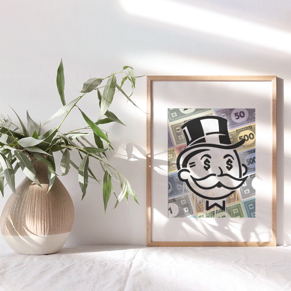 Entrepreneur Wall Art - Home Office Wall Decor - Motivational Wall Art - Poster of Alec Monopoly Style Wall Art - 8x10 Money Wall Art - Graffiti Wall Art - Inspirational Decor for Men, Teens, Man Cave