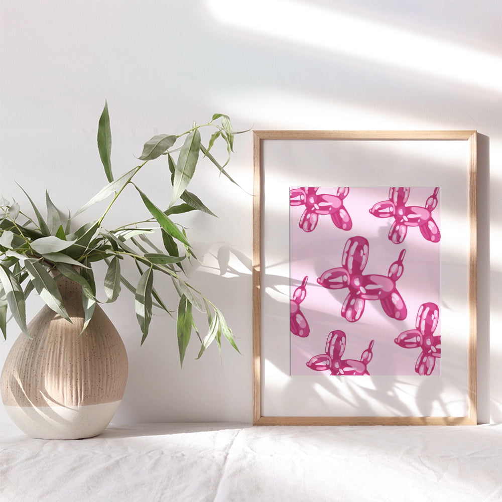 Balloon Dog Wall Art - Aesthetics Contemporary art - Preppy Room Decor - Pink Bedroom Decor for Woman - Minimalism Modern art Poster - Girl Teen Room Decor - Pop art decoration UNFRAMED 8x10