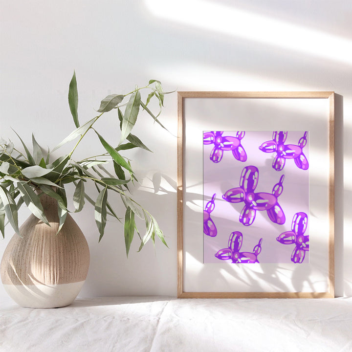 Balloon Dog Pop art - Trendy Pink Purple Wall Decor Preppy Contemporary art for Teen Girl, Woman, College Dorm Room Decorations, Bedroom, Bathroom - Minimalist Modern art Aesthetic Wall Art for Women