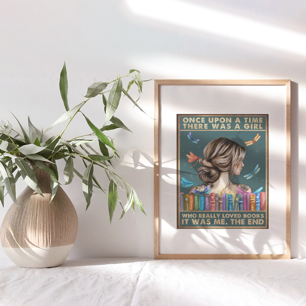 Classroom Wall Art - Reading Wall Decor - Just a Girl Who Loves Books - Motivational Inspirational Classroom Decor - Teacher Gifts - Daughter Gifts Book Lovers Gift - Women Girls Bedroom Decor - 8x10