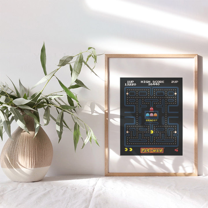 Pacman Arcade Game Poster - 8x10 Pac Man Wall Decor - Cool Unique Gift for Boys, Men, Gamer, Video Game, Arcade Games, Xbox, Nintendo, Gaming Fan - Game Room Decor