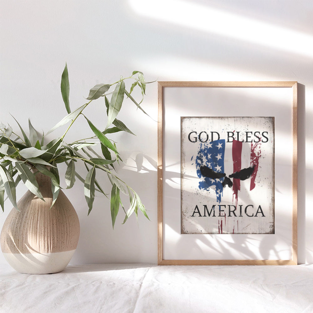 The Punisher American Flag Wall Decor - Patriotic Decor - God Bless America Sign - USA Flag Wall Art - Military Veteran Gifts - Man Cave Decor- Wall Decor for Men - Bar, Living Room, Home Office Decor