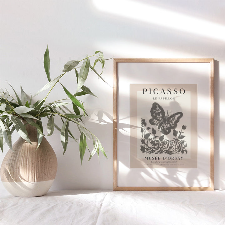 Pablo Picasso Poster Wall Art & Decor - 8x10 Modern Wall Art Prints - Gallery Wall Art - Museum Poster - Contemporary Wall Art - Butterfly Picture - Living Room, Bedroom - Women Housewarming Gift