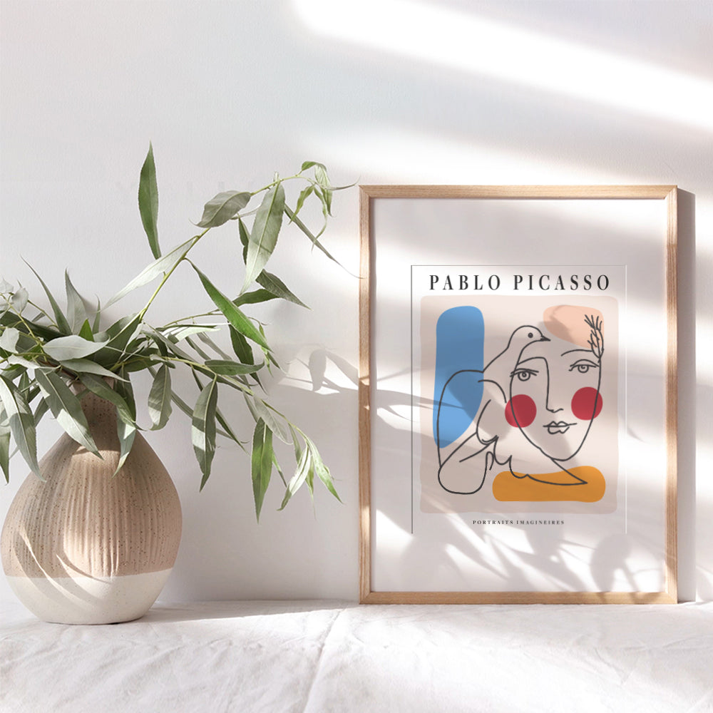 Pablo Picasso Wall Art & Decor Poster - 8x10 Abstract Mid Century Modern Contemporary Wall Art - Minimalist Museum Poster - Gallery Wall Art - Dove of Peace Picture - Living Room, Bedroom, Home Office