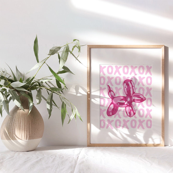 Balloon Dog Wall Art & Decor - Aesthetic Room Decor - Preppy Room Decor - Bedroom Decor for Women - Pink Minimalist Modern Wall Art Poster - Girls Teen Room Decor - Dorm Room Decor UNFRAMED 8x10