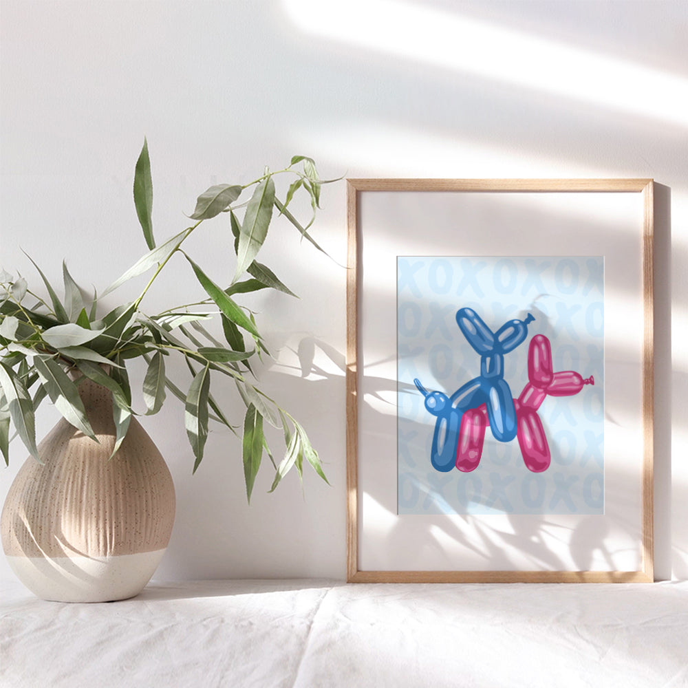 Balloon Dog Aesthetic Wall Art - Pink Blue Bedroom Wall Art - Pop art Modern art Poster - Yellowbird Art & Design - Preppy Room Decor - Trendy Room Decor - Dorm Room Decor UNFRAMED 8x10