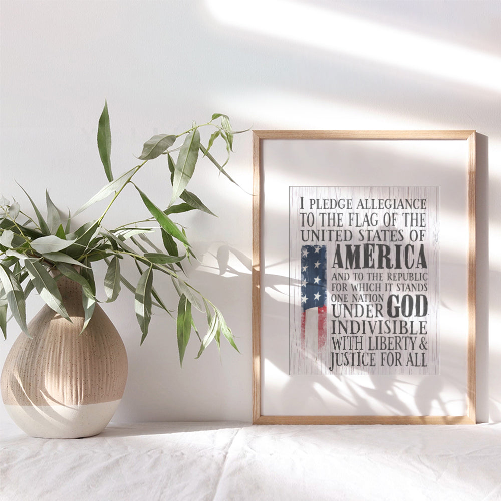 Patriotic Decor - American Flag Wall Decor - Gift for US Military Veterans, Republicans, Conservatives - Sign Plaque for Home Office, Living Room - 8x10 Rustic Wall Art Poster Print - Unframed