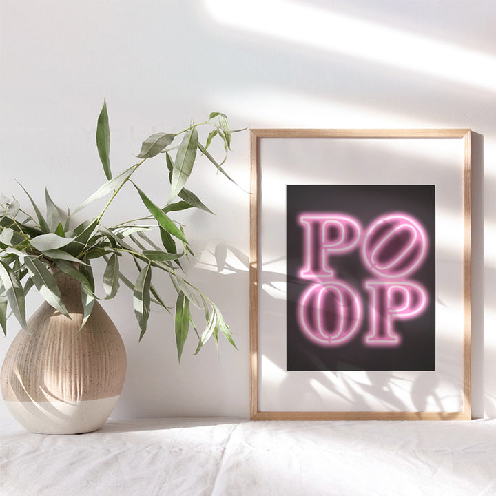 funny Bathroom Wall Art - Pink Bathroom Accessories - Black Bathroom Wall Decor for Women - small Bathroom Decor - Pop art Modern Bathroom Signs - Fun Preppy Trendy Funky Bathroom Aesthetic - Poop