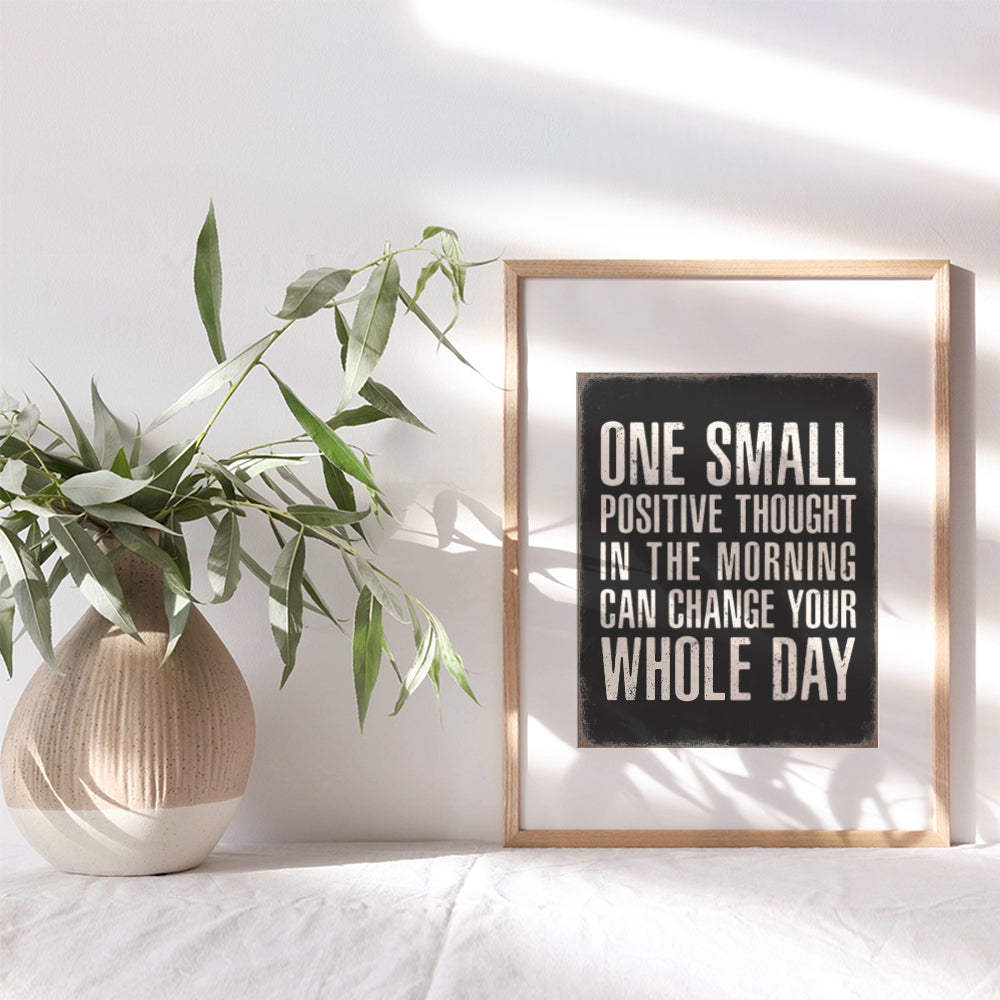 Farmhouse Style Black Office Decor - Positive Quotes Posters - Inspirational Wall Decor - Good Morning Motivational Wall Art & Decor - Personal Growth Man cave Home Decor - Rustic Bathroom Sign