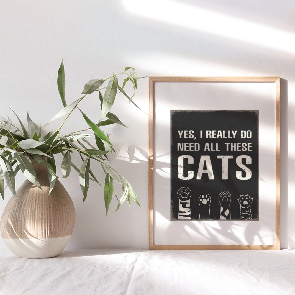 Cat Wall Art & Decor - Cat Poster - Cat Wall Decor - Cat Lover Gifts for Women - Cat Themed Gifts - Cute Cat Poster - Kitty Cat Decorations - Black Cat Funny Gifts