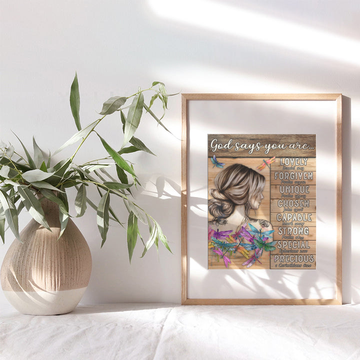 Inspirational Wall Art Motivational poster - God Says Bible Verses Wall Decor - Rustic Country Boho-chic Wall Decor - spiritual Religious Scripture Christian Gifts for Women - Yellowbird Art & Design