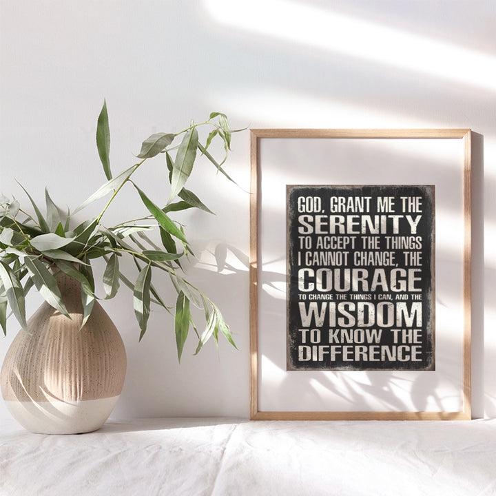 The Serenity Prayer Wall Decor - Twelve Steps and Twelve Traditions Wall Art for Home or Apartment Decoration - AA Anniversary Gifts - Alcoholics Anonymous Art Prints - Rustic Sign Replica - Unframed