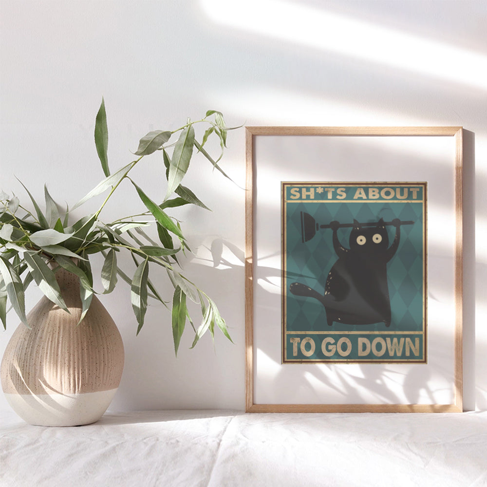 Bathroom Quotes - Cat Bathroom Decor - Funny Bathroom Wall Decor - Bathroom Decorations for Women - Bath Wall Decor - Guest Bathroom - Restroom Sign - Kitty Cat, Kitten, Pet - Powder Room Wall Art