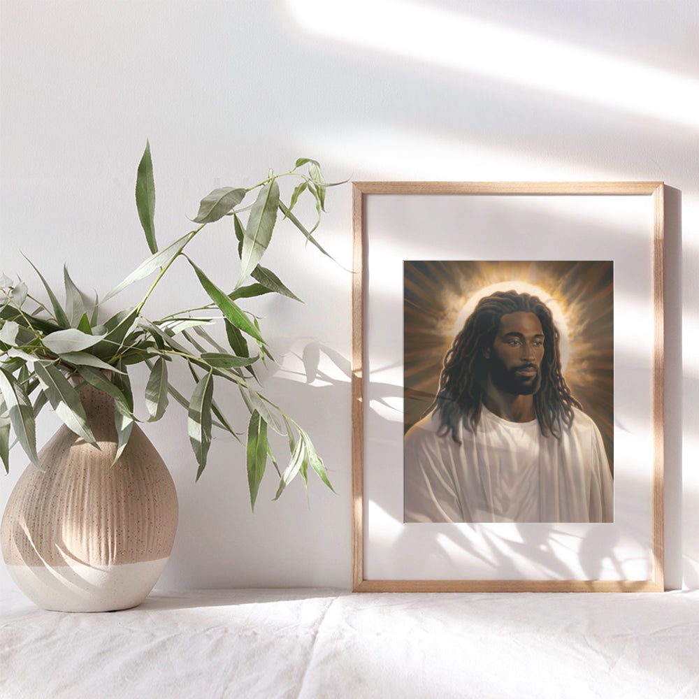 Jesus Wall Decor for Black Men - Christian Wall Art Jesus Poster for Women - Bible Verse Black Art Man cave Decor - masculine Religious Wall Art - Black pride Gifts for African Americans - God Decor