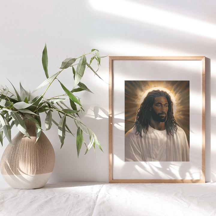 Jesus Wall Decor for Black Men - Christian Wall Art Jesus Poster for Women - Bible Verse Black Art Man cave Decor - masculine Religious Wall Art - Black pride Gifts for African Americans - God Decor