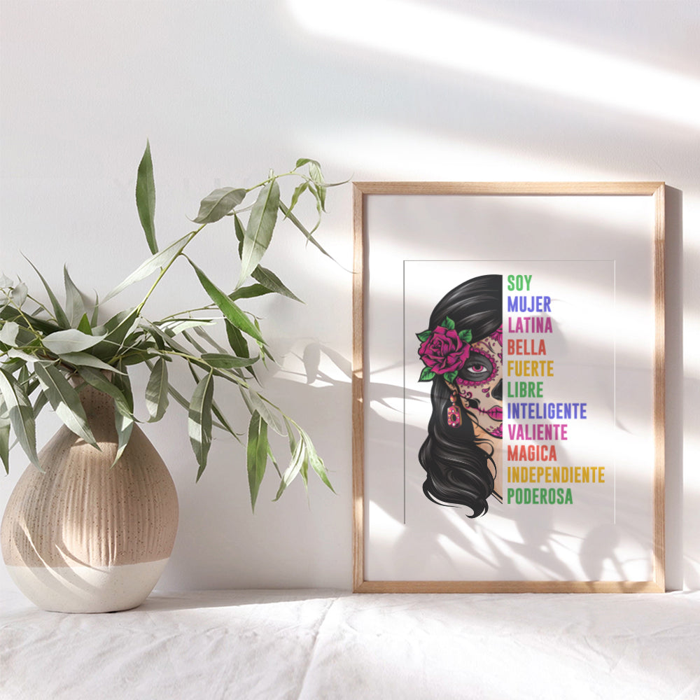 Latina Woman Mexicans Wall Art - Latinx Motivational poster - Decoraciones Para Cuartos Arte - Regalos Para Mujeres Chicas Ninas Latino Chicano - Positive Quotes Empowerment Inspiration Art Poster