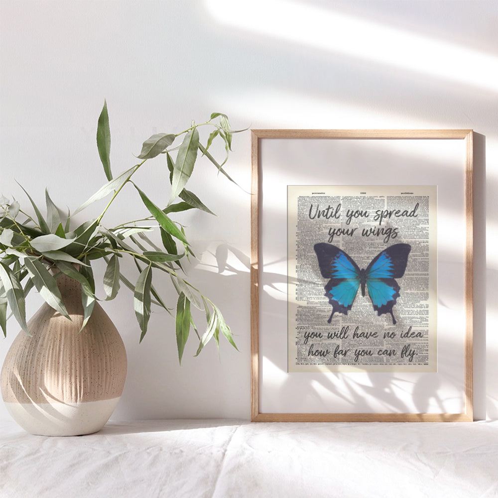 Butterfly Wall Decor - Motivational Wall Art Poster - Positive Quote Home Decor - Uplifting Encouragement Gift for Women, Girls, Teens - Inspirational Decorations for Bedroom, Office, Living Room