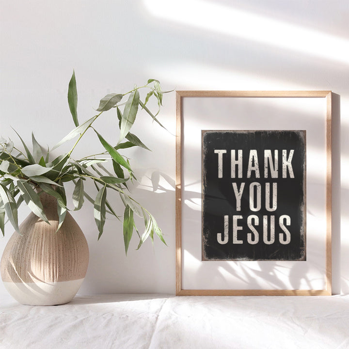 Jesus Decor - Jesus Wall Art - Thank You Wall Decor - Spiritual Catholic Christian Gifts for Men, Women - Religious Wall Decor - Positive Quotes Home, Room Decor - God Wall Decor - Faith Wall Art