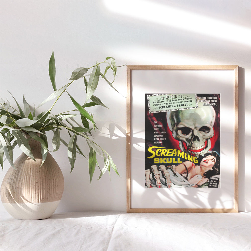 Horror Movie Poster Wall Art - 8x10 Home Theater Decor - Scary Movie - Gothic Home Decor - Skull Wall Decor - Goth Room Decor- Vintage Hollywood Poster- Funny B Movie Picture Print Sign - Men Man Cave