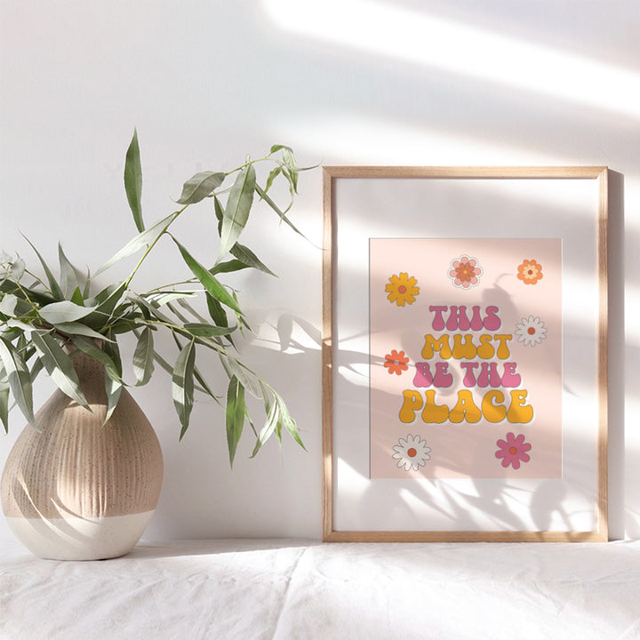 70s Vintage Retro Wall Decor - This Must Be The Place positive Quotes Wall Art - Inspirational Preppy Room Decor for Women, Woman - Groovy Hippie Decorations for Girls, Teens, College Dorm, Bedroom