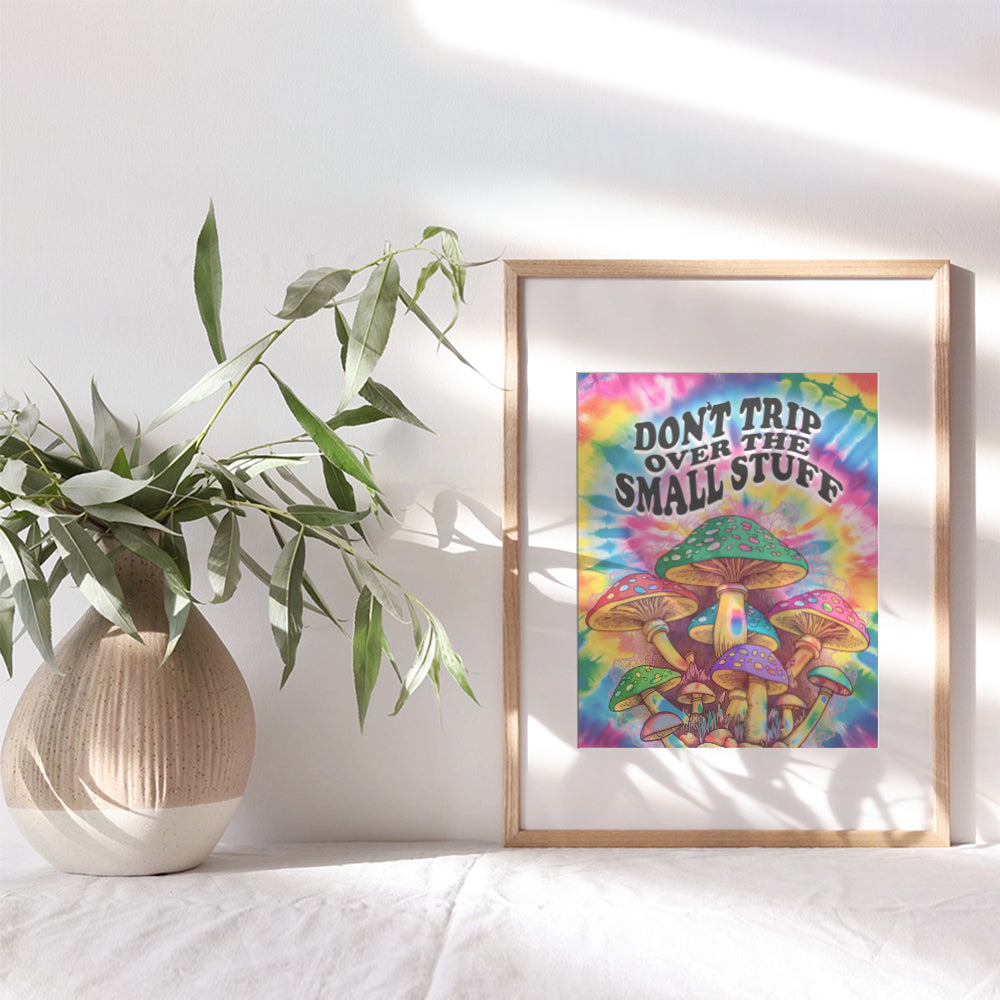 Inspirational Wall Art Mushroom Decor - Trippy Room Decor, Hippie Wall Decor Aesthetic, Stoner Room Decor - Groovy 60s 70s Psychedelic Room Decor - Trendy Room Decor, Funky Living room Wall Art Poster