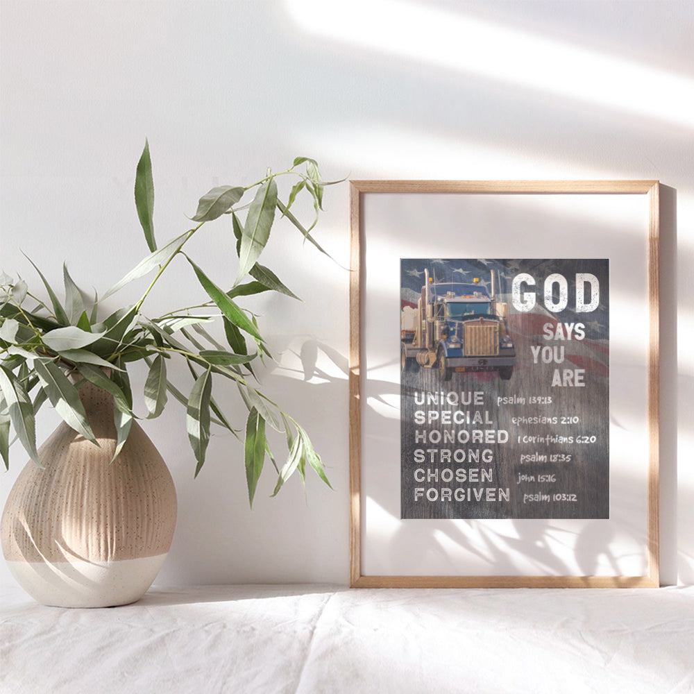 Rustic Patriotic Religious Wall Art - Christian Gifts for Men - God Says You Are Decor - Spiritual Inspirational Quotes - Holy Scripture Bible Verses - Country Wall Decor - Faith Wall Decor