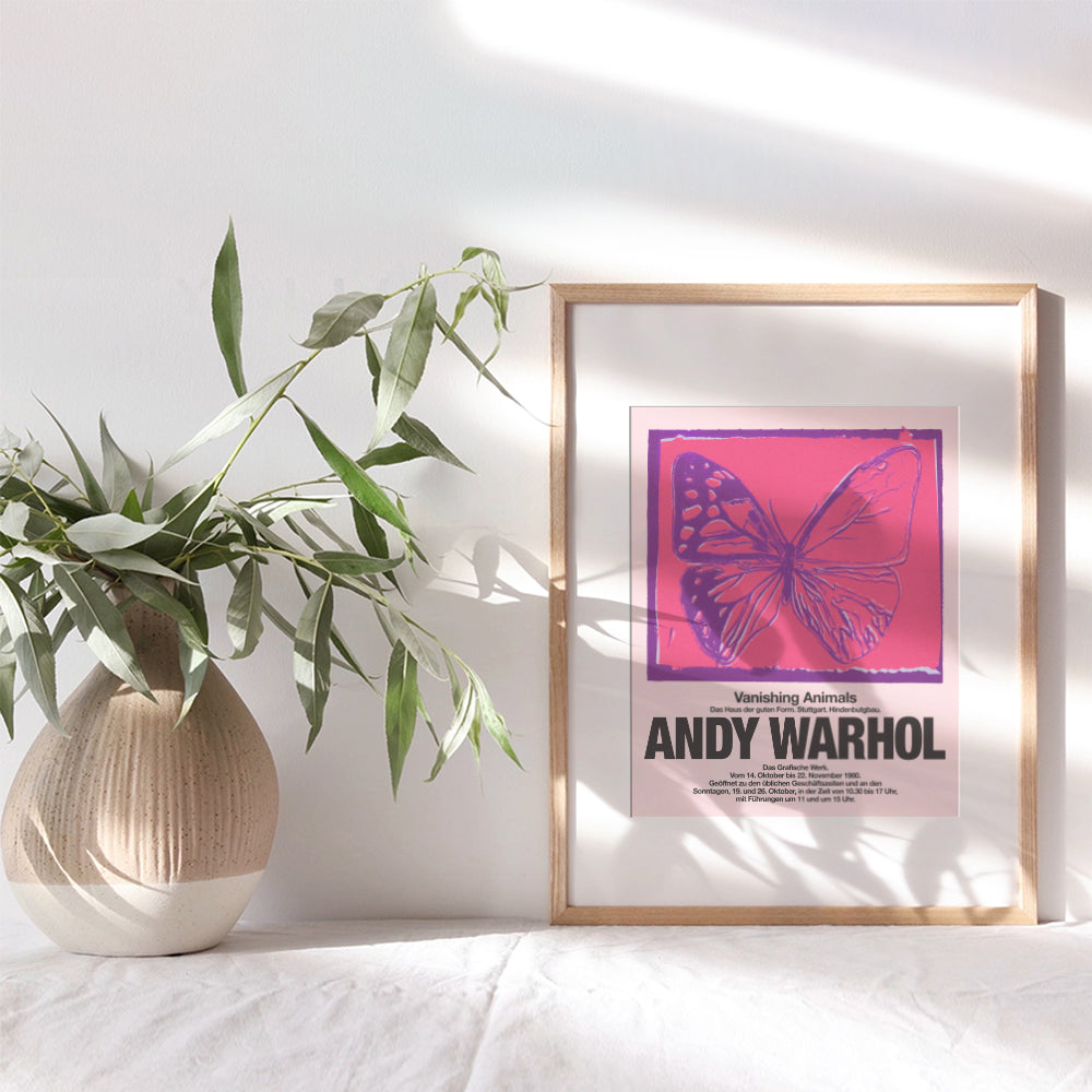 Andy Warhol Wall Art & Decor - Gallery Wall Art - Pop Art - Modern Wall Art - Contemporary Wall Art - Museum Poster - Pink Butterfly Picture Print - Living Room, Bedroom - Women, Housewarming Gift