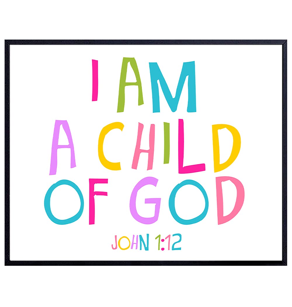 I Am A Child Of God - Christian Wall Art for Girls Bedroom, Toddler Baby Girl Room Decor - Girls Nursery Decor - Scripture Wall Decor - Bible Verse Wall Art - Religious Gifts - Little Girls Room