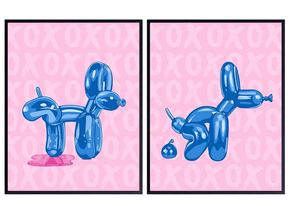 Cute Pink Blue Bathroom Set 11x14 - Funky Indie Trendy Preppy funny Bathroom Wall Art Decorations - Modern Aesthetic Small Bathroom Decor - Restroom Decor - Powder room Bath Wall Art Accessories