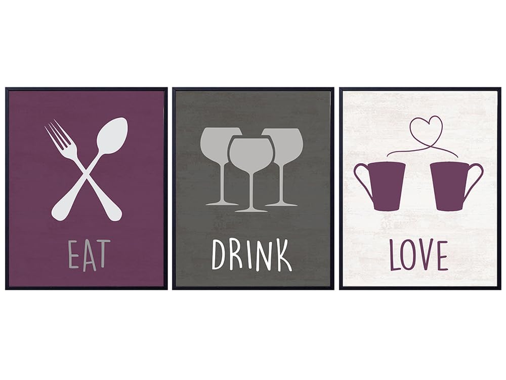 Purple Plum Kitchen or Dining Room Art Decoration - Cafe or Restaurant Wall Decor - Boho Farmhouse Kitchen Poster Prints - Unique Gift for Cook, Chef, Gourmet -8x10 Pictures - UNFRAMED