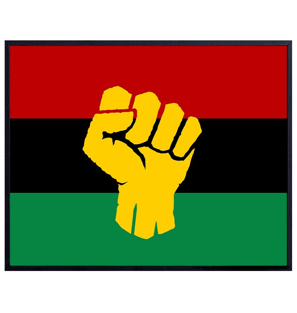 African American Black Power Flag - Afro American Flag - Black Lives Matter Sign Wall Art - Civil Rights Room Decor, Home Decorations - Cool Unique Gift for Men, Women, Black History Month