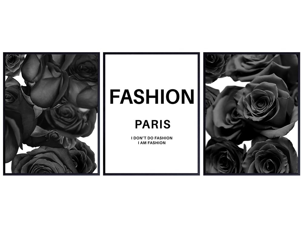 Inspirational Quotes Fashion Wall Decor 11x14 - Elegant Glam Living room Decor - Black Roses Womens Bedroom Decor - Bathroom, Home Office Wall Art - Chic Couture Design - Designer Gifts for Women