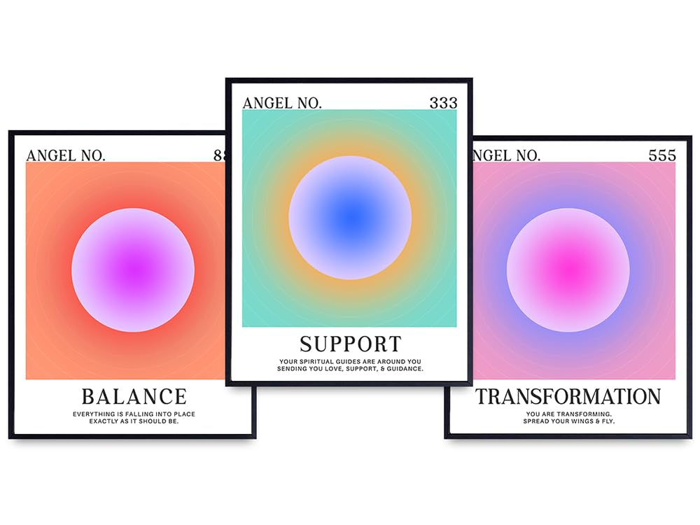 New Age Wall Decor Aesthetic - Zen Room Decor - Motivation Inspirational Posters - Meditation Wall Art - Danish Pastel Aura Angel Numbers - positive Affirmation Self-love spiritual Abstract Art