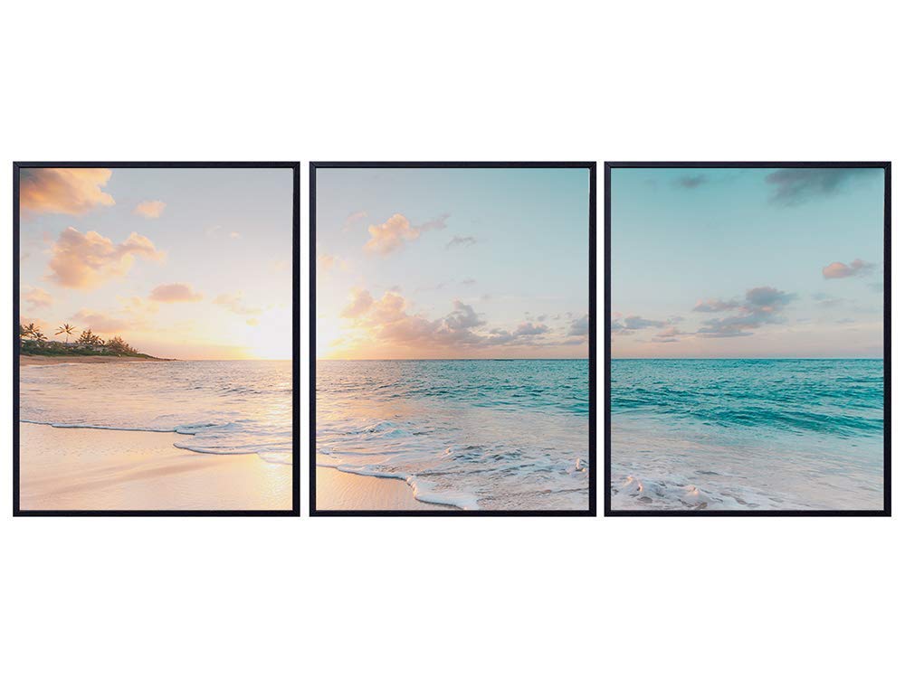 Ocean Sunset Photo Wall Art Print Posters Set - Unique Home Decor for Beach House, Bathroom, Bedroom, Dining or Living Room- Makes a Great Inexpensive Gift - (Set of Three) 8x10 Photos Unframed