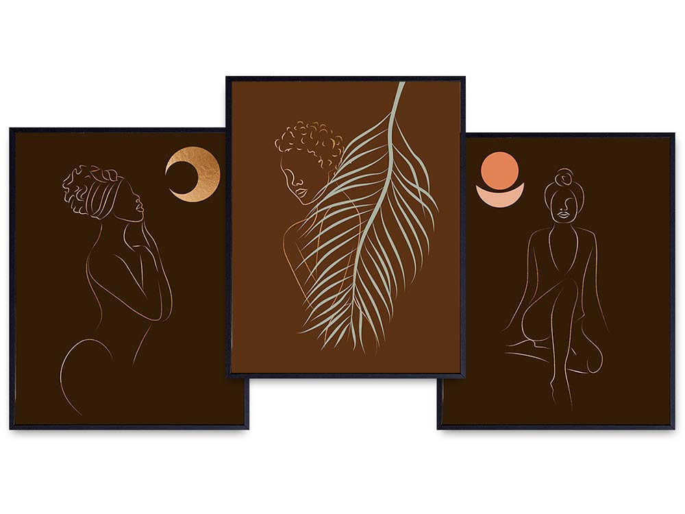 Black African American Women Minimalist Wall Art - Abstract Aesthetic Line Art for Bedroom, Living Room, Office - Matisse Style Modern Contemporary Home Decor - Tropical Beach Minimal Poster Prints