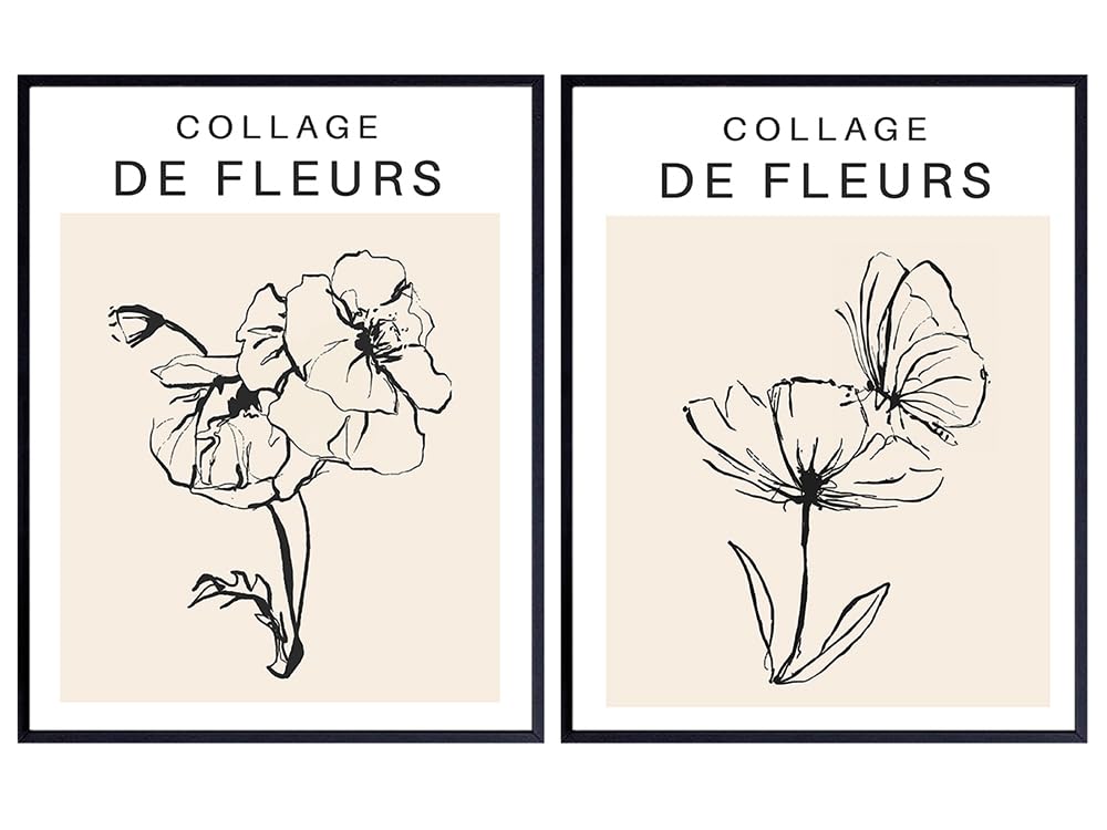 Farmhouse Style Botanical Wall Decor Set - Mid-century modern Boho Wall Decor - Henri Matisse Style Gallery Wall Art Flowers Collage - Minimalist Decor for Bathroom, Bedroom, Floral Aesthetic Posters