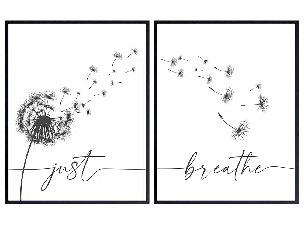 Just Breathe Poster Set 11x14 - Positive Quotes Wall Decor - Encouragement Gifts for Women - Inspirational Quotes Wall Art &amp; Decor - Uplifting Gift for Women - Bedroom Wall Art - Living room Wall Art