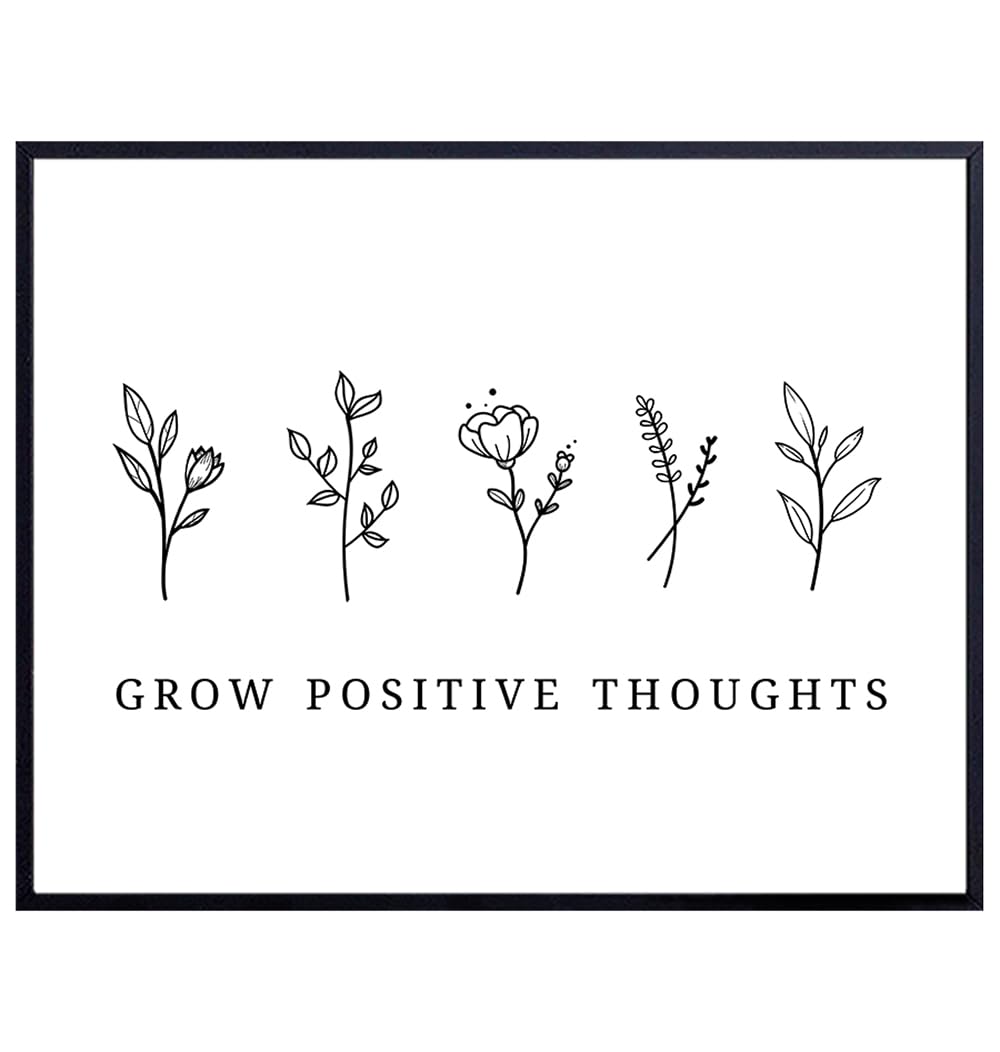 Inspiration Quotes Art Print 11x14 - Uplifting Wall Decor for Women - Motivation Boho Home Office Decoration - positive affirmation, Sayings - Inspiring Wall Art - Grow Positive Thoughts, Self-care