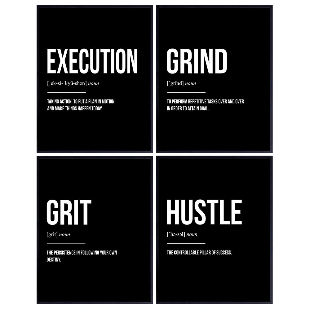 Motivational Office Decor Wall Art Print Set for Entrepreneurs, Team Managers - Inspirational Posters and Unique Room and Apartment Decorations - Great Gift for Men, Women - 8x10 Photo Unframed