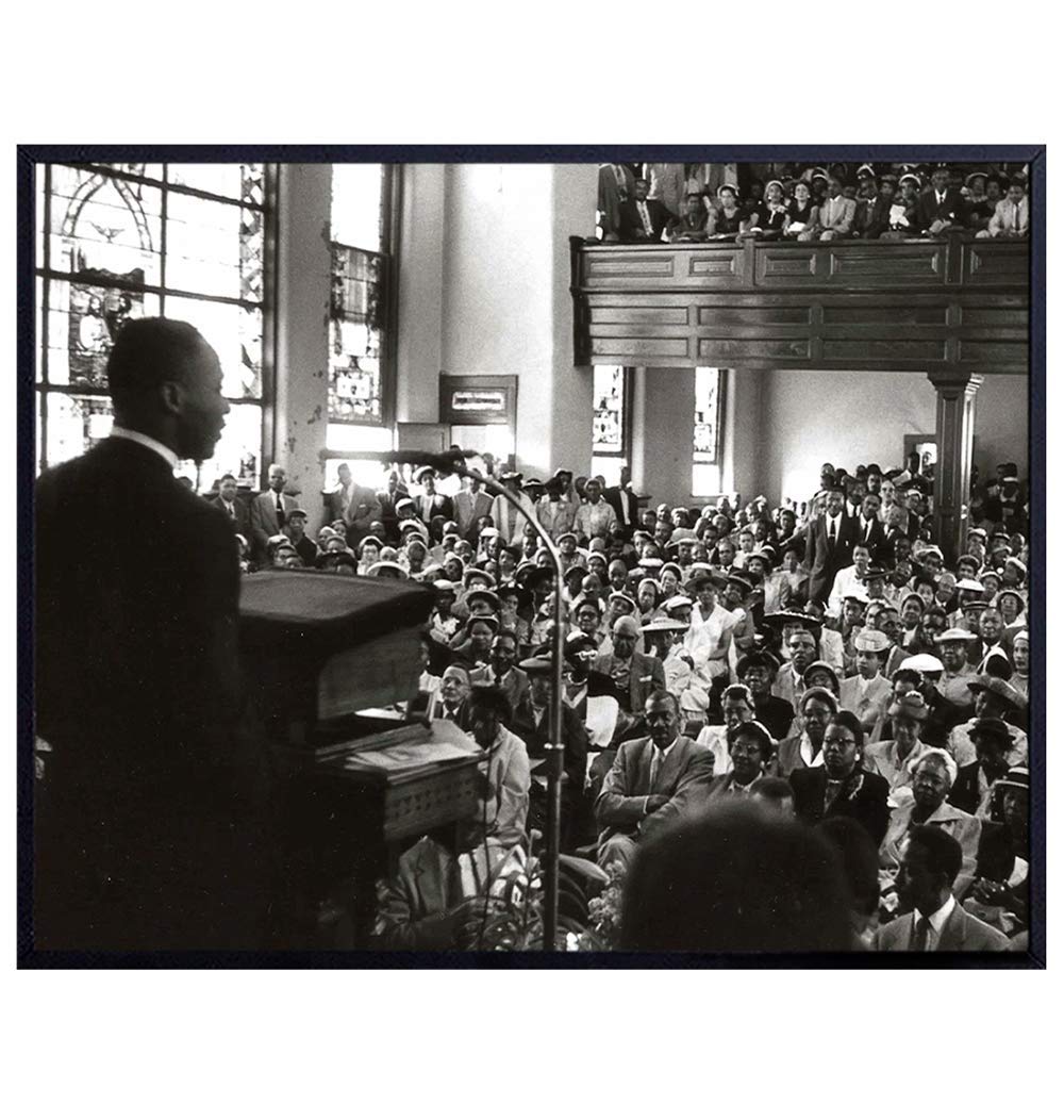 Martin Luther King in Church - MLK Wall Art - African American Wall Art - Black History Decor - Civil Rights Movement Photo - Religious Christian Gifts for Men, Women - Vintage Historic Photos Wall