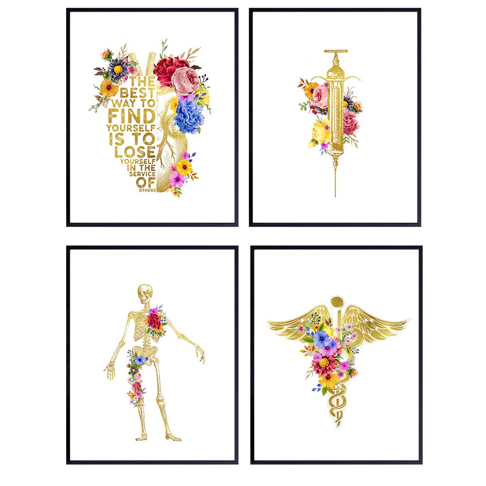Medical Office Decor, Hospital Wall Art - Gift for Doctor, Nurse, RN, Physician Assistant, EMT, Physical Therapist, Chiropractor - 8x10 UNFRAMED Set